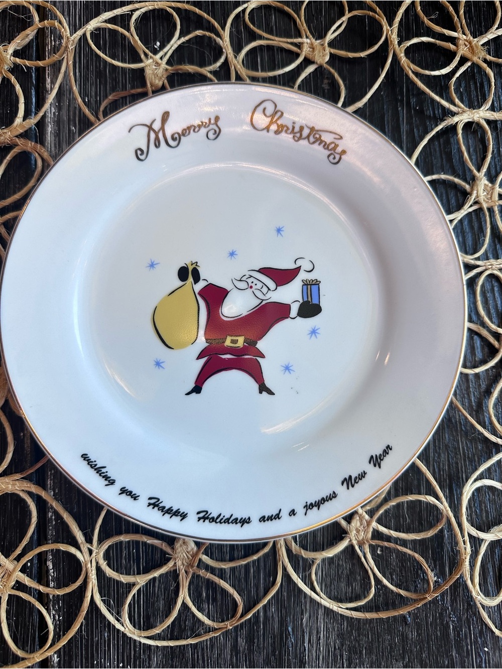 Holiday Santa Dinner Plate - White and Red Festive Design